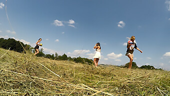 Braless And Pantyless Women Indulge In Outdoor Play, Revealing Their Breasts And Genitals On A Sunny Day