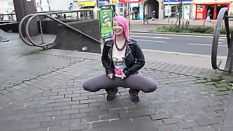 Stunning British Woman Flaunts Her Butt In Public While Urinating On Her Legs