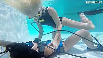 Sensual European Lesbians Explore Water-Filled Desires