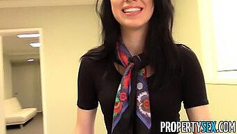 Pov Video Of Brunette Real Estate Agent'S Office Sex