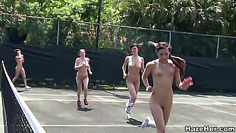 Sorority Pledge Initiation On The Tennis Court