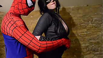 Busty Cosplayer Gets A Hands-On Experience With Spiderman'S Web