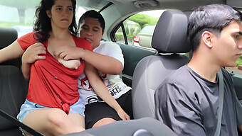 Big Natural Tits Bounce As Horny Couple Fucks In The Car