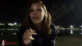 Redheaded Beauty Gets Fucked On The Street By Her Interviewer