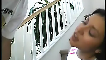 Sexy Latina Rides And Gives Oral To A Big Black Cock On The Stairs