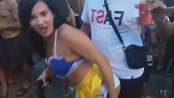 Bianca Das Neves And Her Brunette Lover'S Public Carnival Encounter